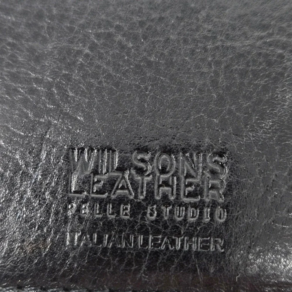 Wilsons Leather Pelle Studio Black Italian Leather Zippered Portfolio Organizer